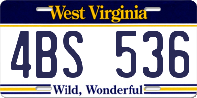 WV license plate 4BS536
