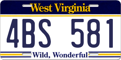WV license plate 4BS581