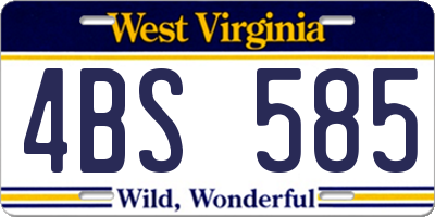 WV license plate 4BS585