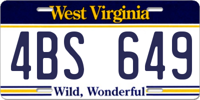 WV license plate 4BS649