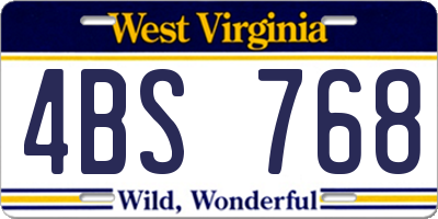 WV license plate 4BS768
