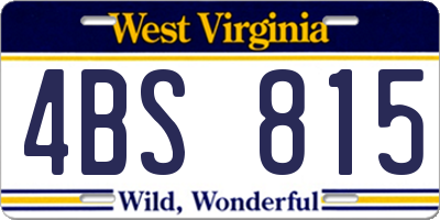 WV license plate 4BS815