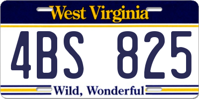 WV license plate 4BS825