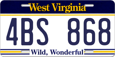 WV license plate 4BS868