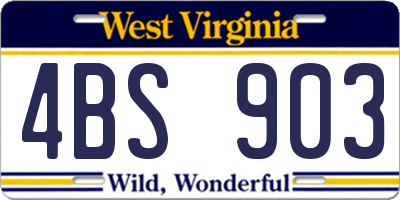 WV license plate 4BS903