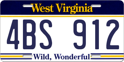 WV license plate 4BS912