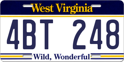 WV license plate 4BT248