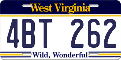 WV license plate 4BT262