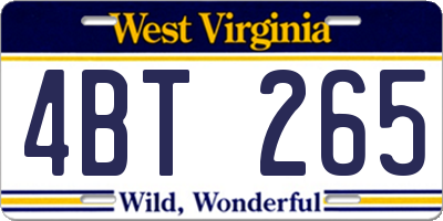 WV license plate 4BT265