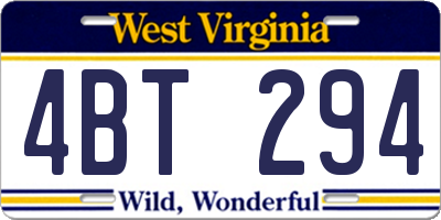 WV license plate 4BT294