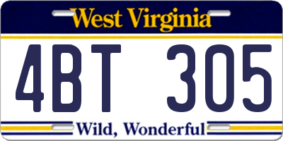 WV license plate 4BT305