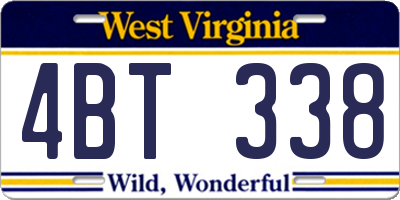 WV license plate 4BT338