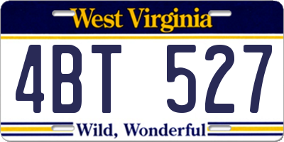 WV license plate 4BT527