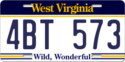 WV license plate 4BT573