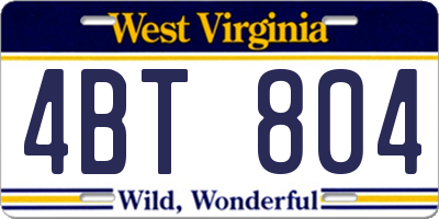 WV license plate 4BT804
