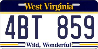 WV license plate 4BT859