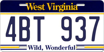 WV license plate 4BT937