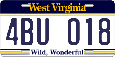 WV license plate 4BU018