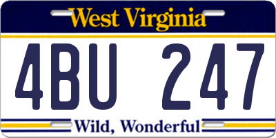 WV license plate 4BU247
