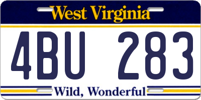 WV license plate 4BU283