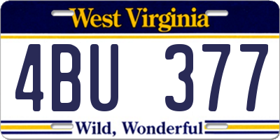 WV license plate 4BU377