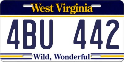 WV license plate 4BU442