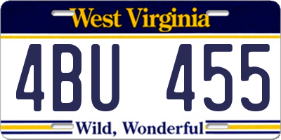 WV license plate 4BU455