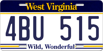 WV license plate 4BU515