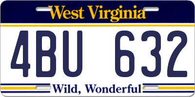 WV license plate 4BU632