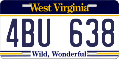 WV license plate 4BU638