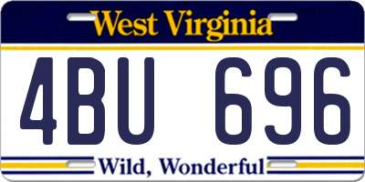 WV license plate 4BU696