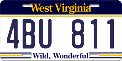 WV license plate 4BU811