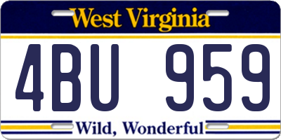 WV license plate 4BU959