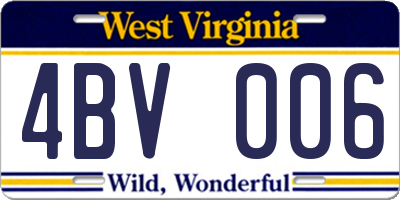 WV license plate 4BV006