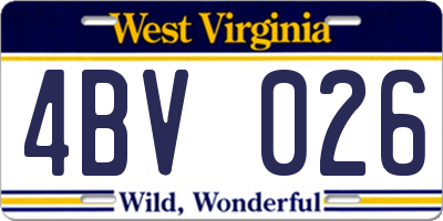 WV license plate 4BV026