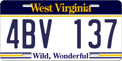 WV license plate 4BV137
