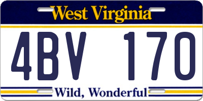 WV license plate 4BV170