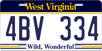 WV license plate 4BV334