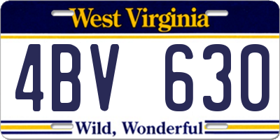 WV license plate 4BV630