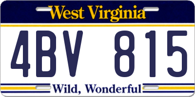 WV license plate 4BV815