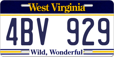 WV license plate 4BV929