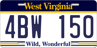 WV license plate 4BW150