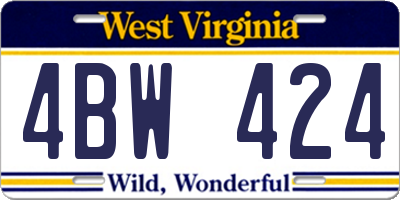 WV license plate 4BW424