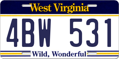 WV license plate 4BW531