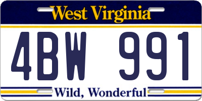 WV license plate 4BW991