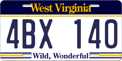 WV license plate 4BX140