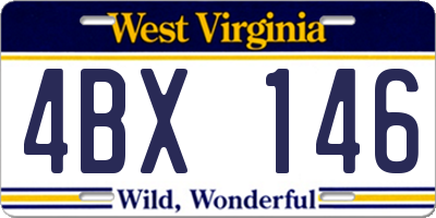 WV license plate 4BX146