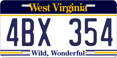 WV license plate 4BX354