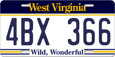 WV license plate 4BX366