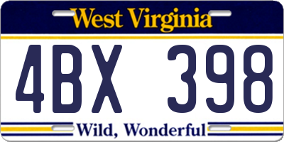 WV license plate 4BX398